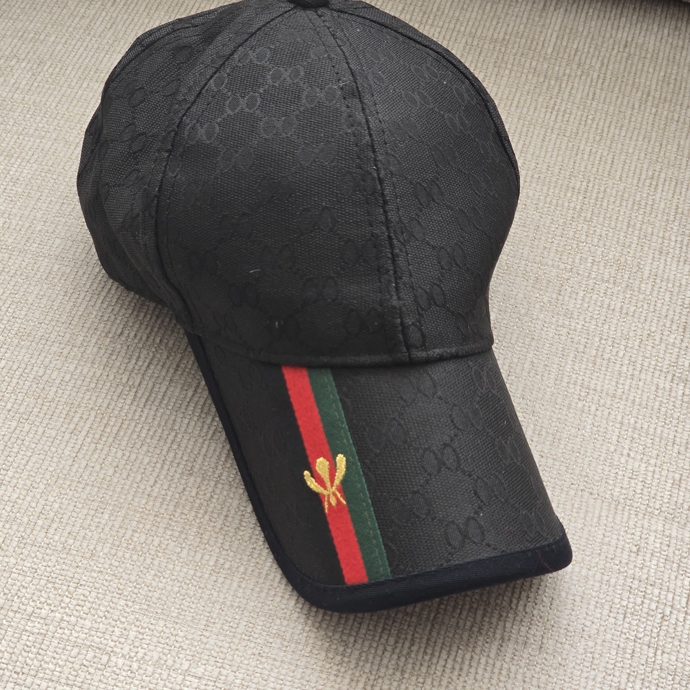 Black Cap with Red and Green Stripe